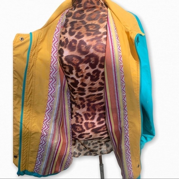 Southwestern Full Zip Track Jacket Lined Windbreaker Teal & Yellow SZ XL - Picture 2 of 8